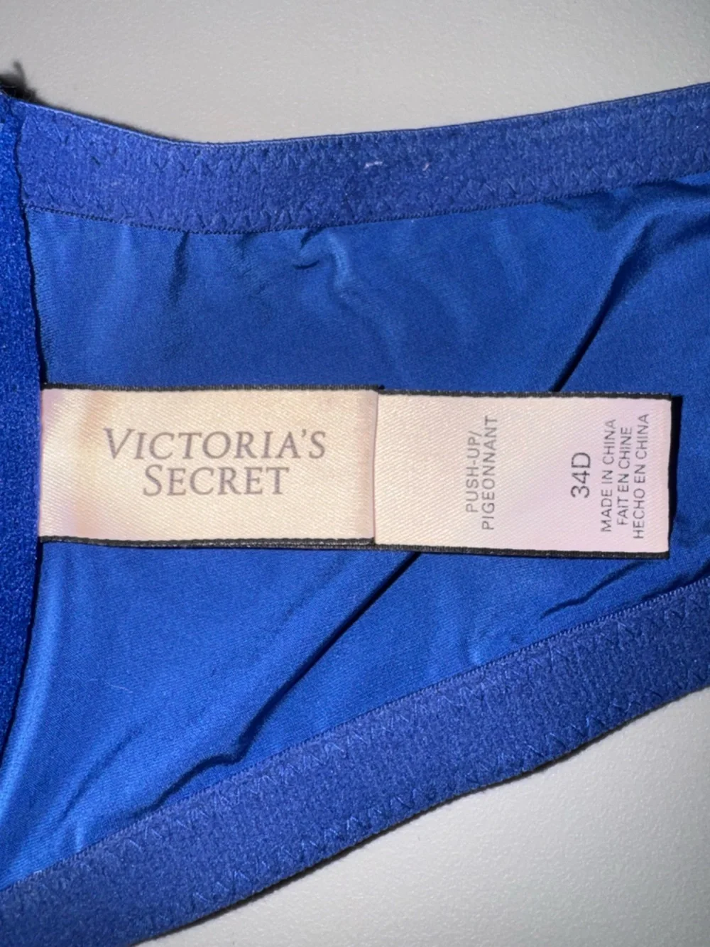 NWOT VICTORIA’S SECRET Cobalt Blue Push Up Pigeonnant Strappy Back Bra Size 34D_3